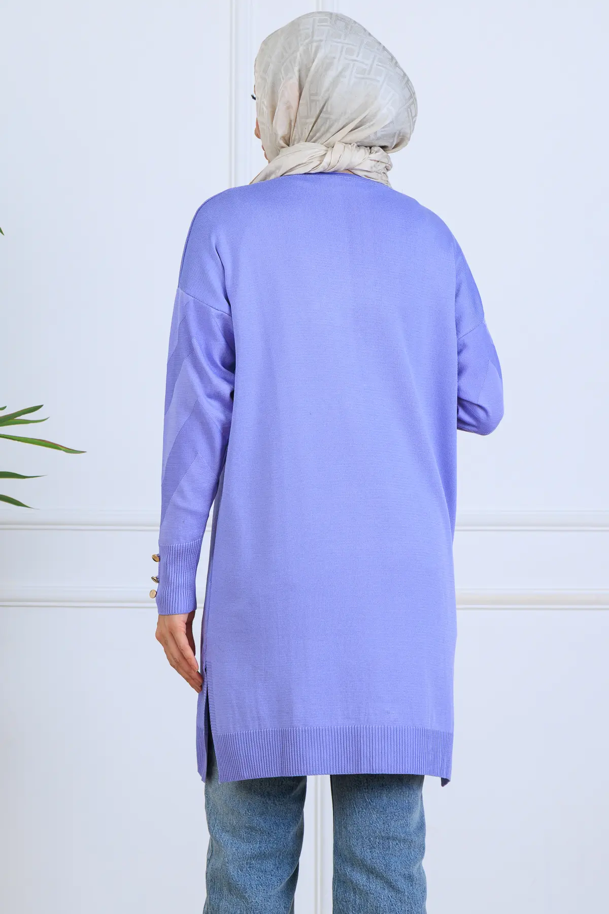 Patterned Long Mercerized Cardigan-detail