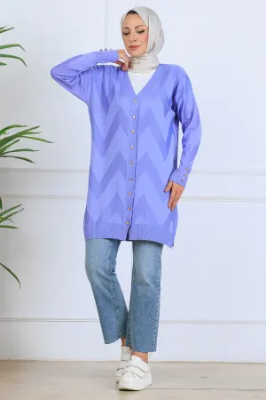 Patterned Long Mercerized Cardigan