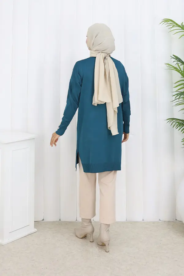 Patterned Long Mercerized Cardigan-detail