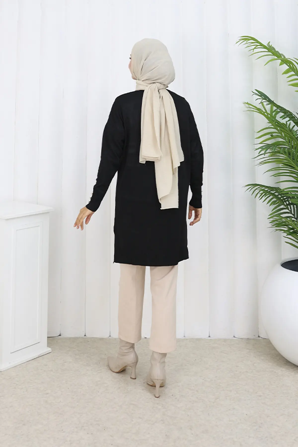 Patterned Long Mercerized Cardigan-detail