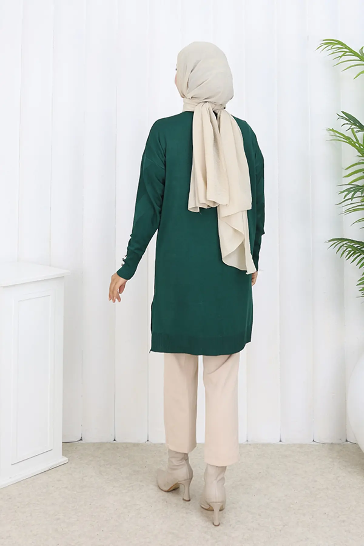 Patterned Long Mercerized Cardigan-detail