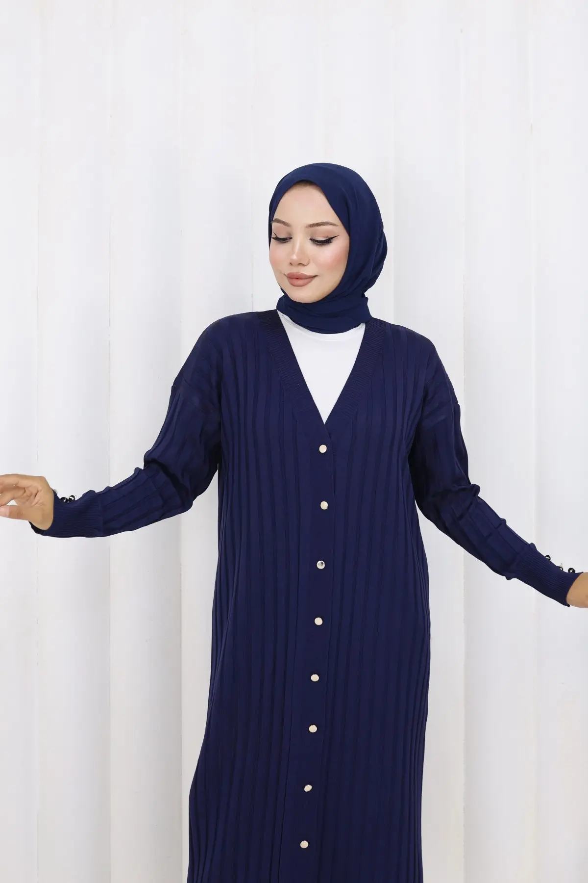 Patterned Long Mercerized Cardigan-detail