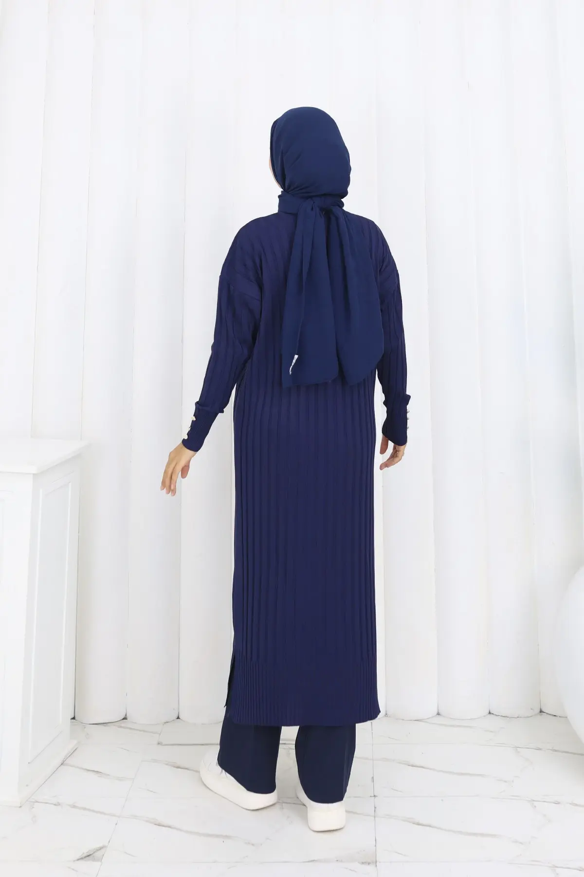 Patterned Long Mercerized Cardigan-detail