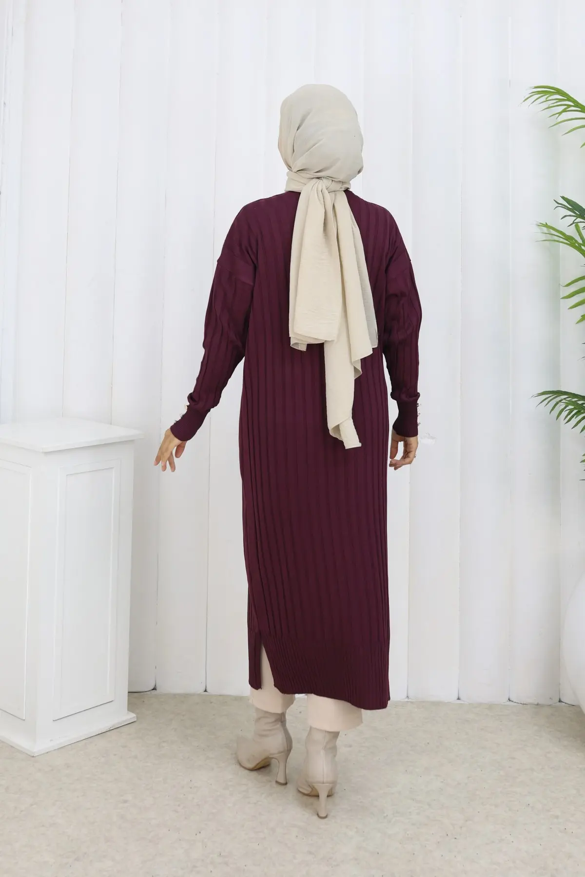 Patterned Long Mercerized Cardigan-detail