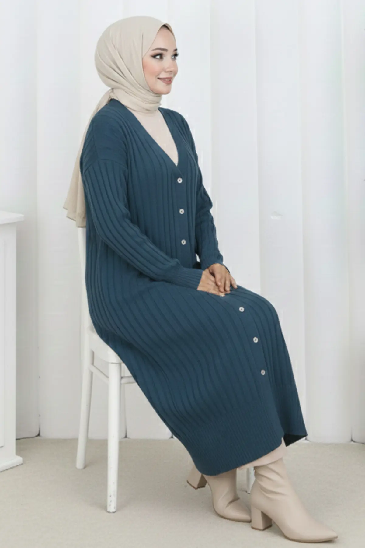 Patterned Long Mercerized Cardigan-detail