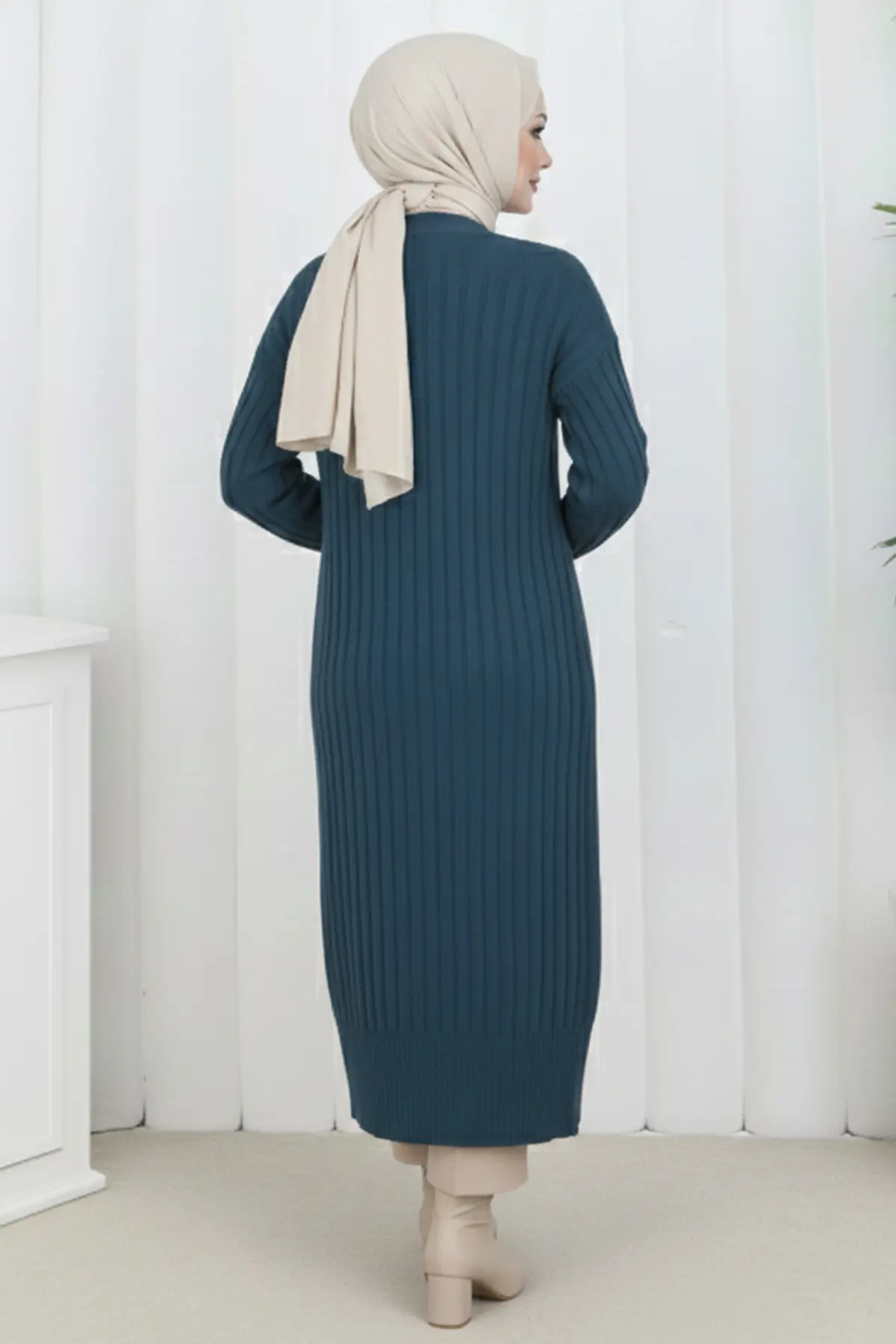 Patterned Long Mercerized Cardigan-detail