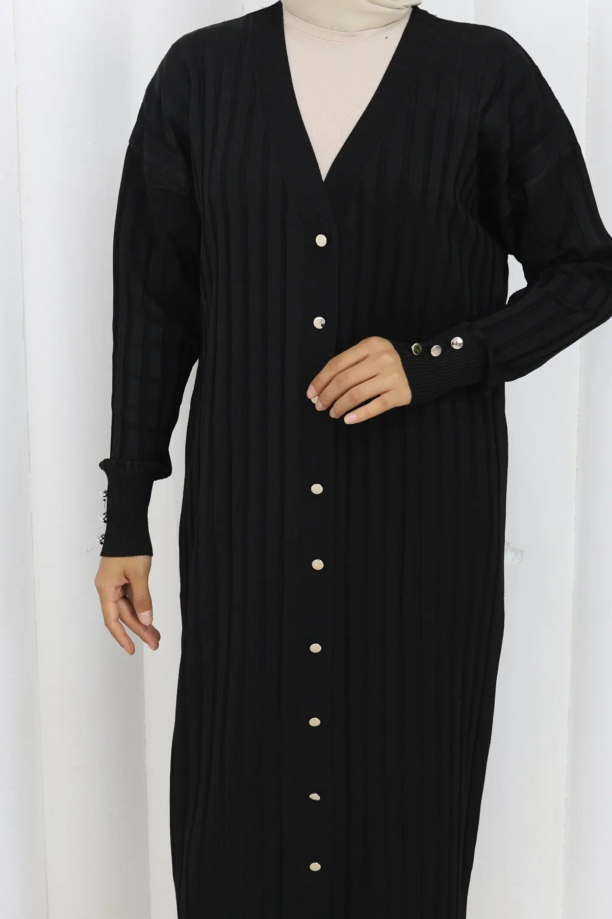 Patterned Long Mercerized Cardigan-detail