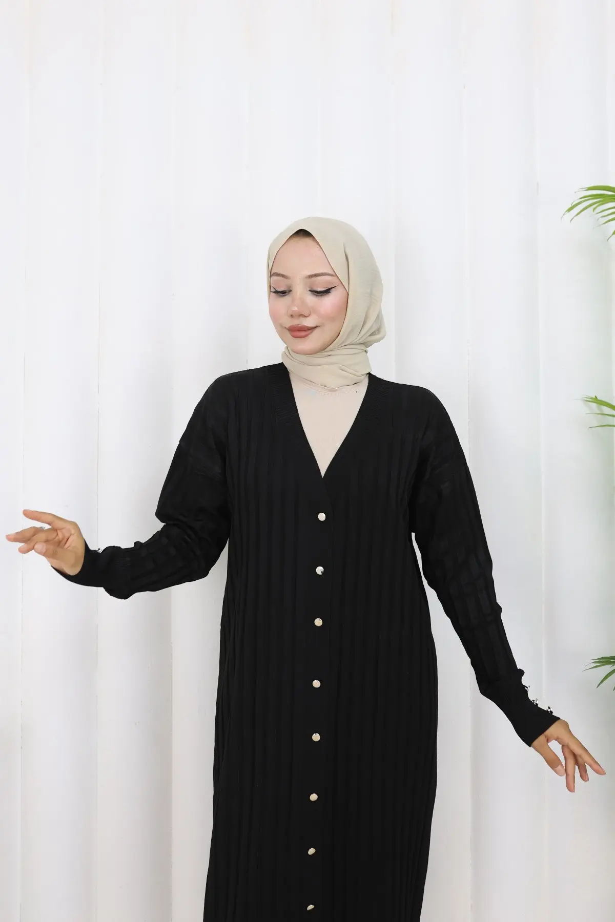 Patterned Long Mercerized Cardigan-detail