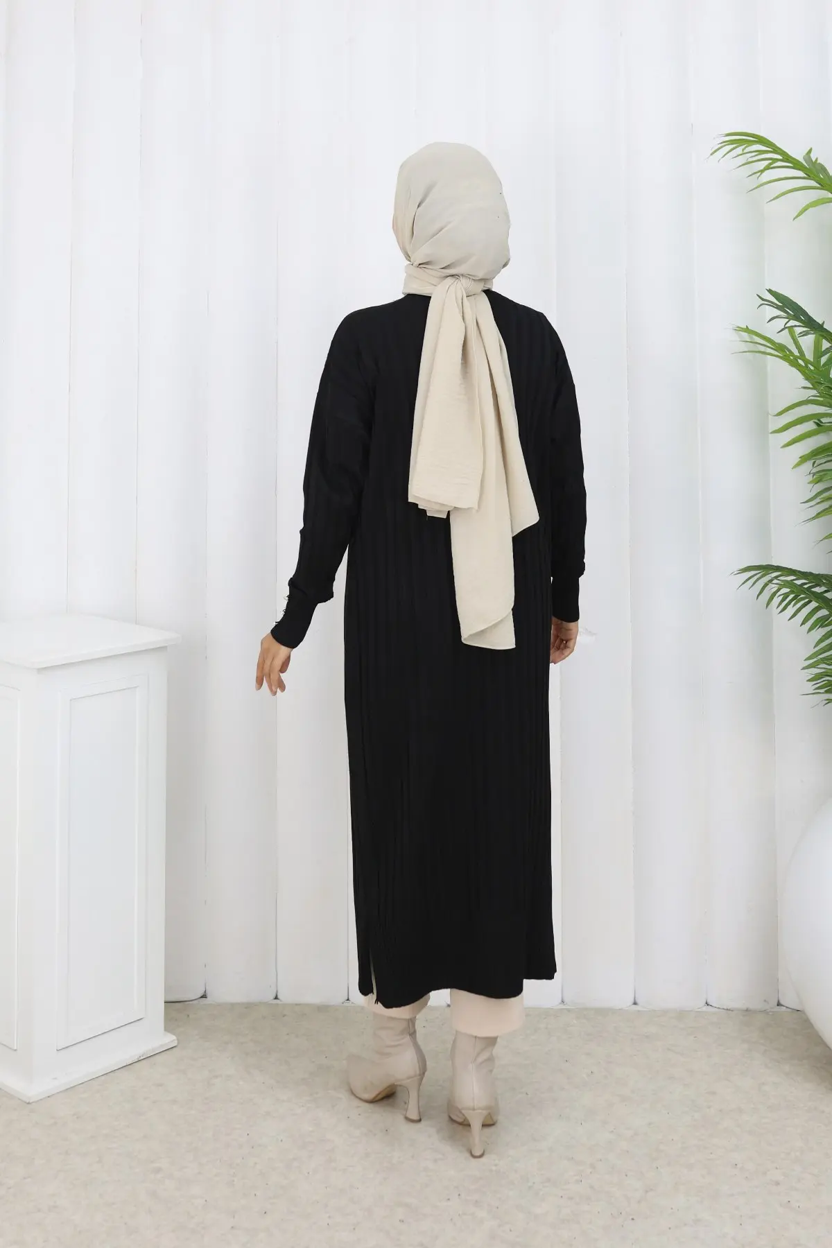 Patterned Long Mercerized Cardigan-detail