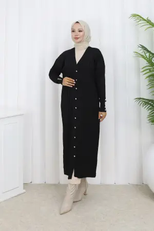 Patterned Long Mercerized Cardigan