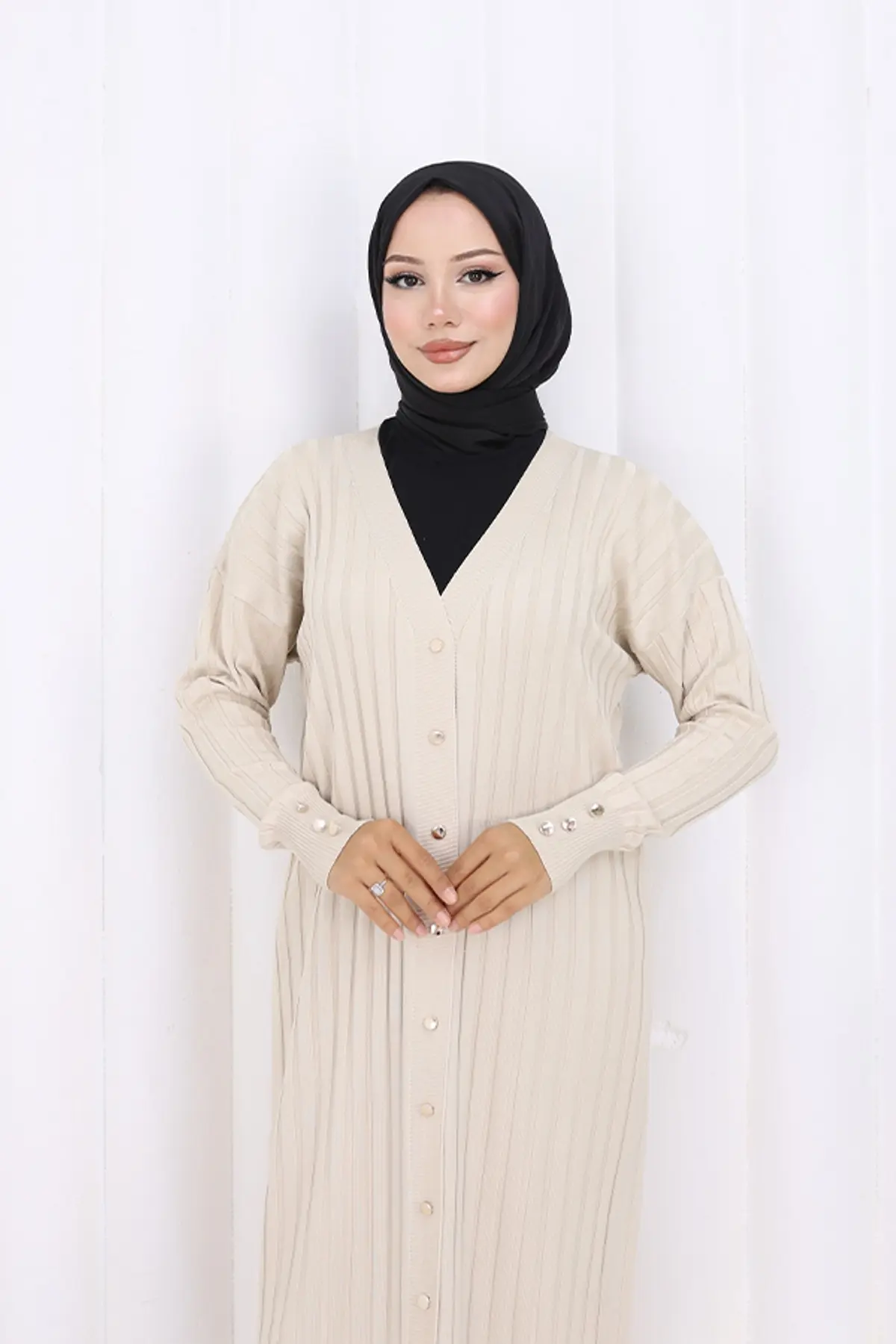 Patterned Long Mercerized Cardigan-detail