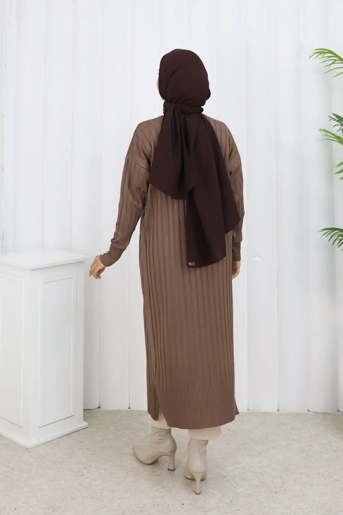 Patterned Long Mercerized Cardigan-detail