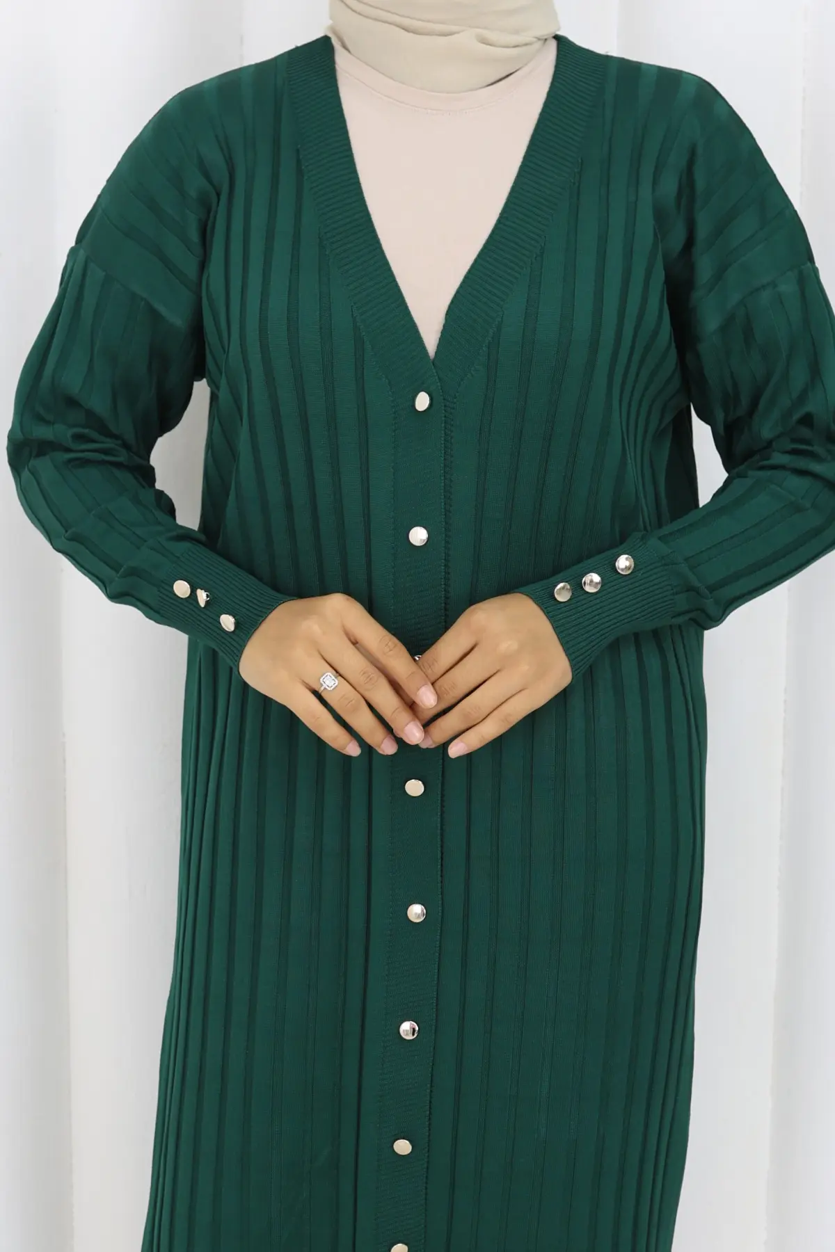 Patterned Long Mercerized Cardigan-detail