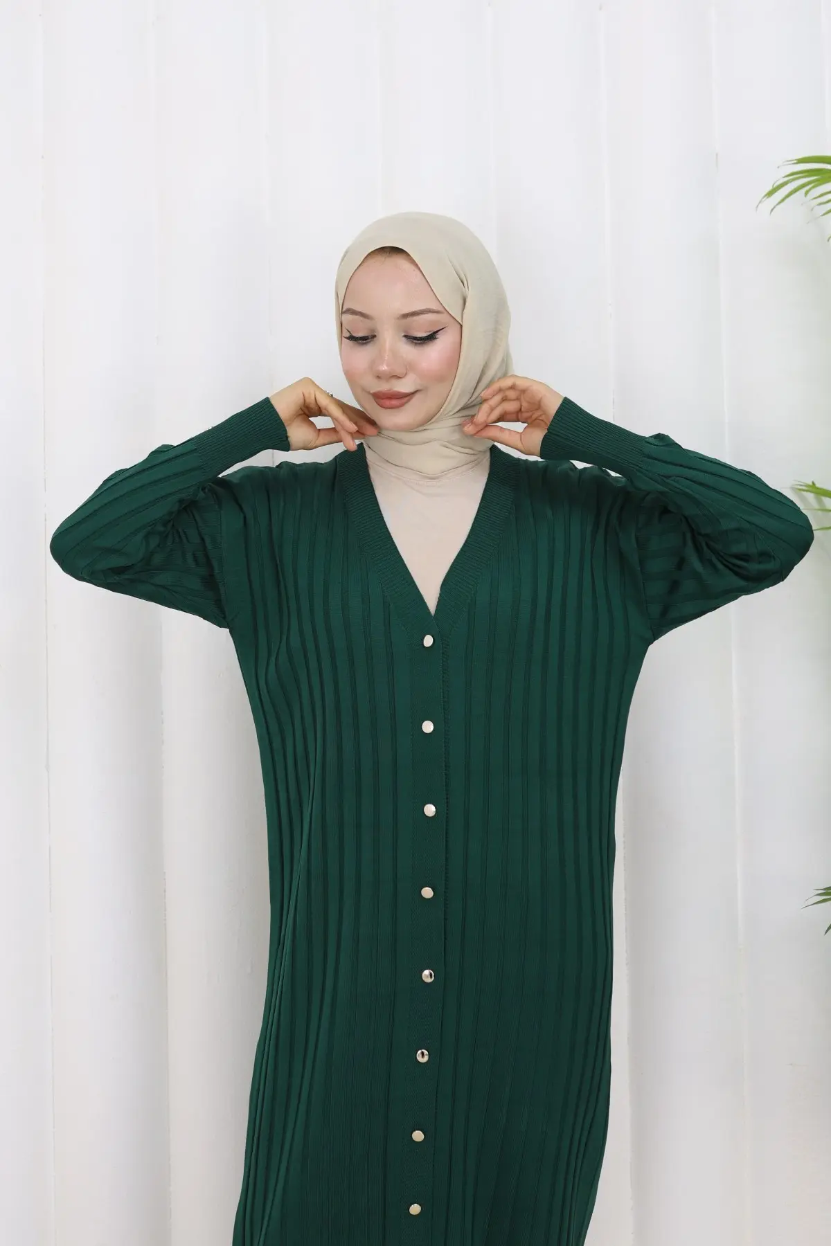 Patterned Long Mercerized Cardigan-detail