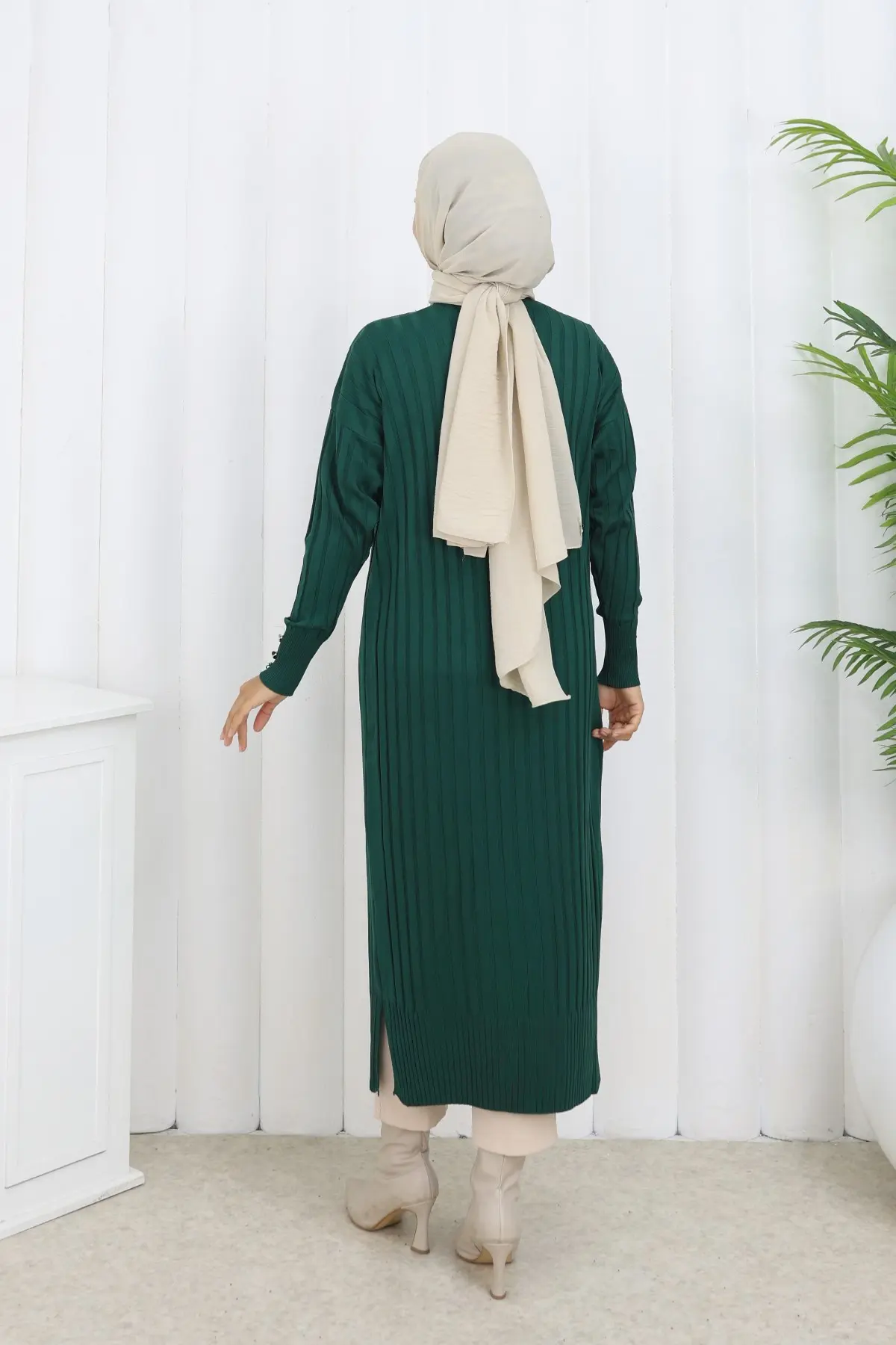 Patterned Long Mercerized Cardigan-detail