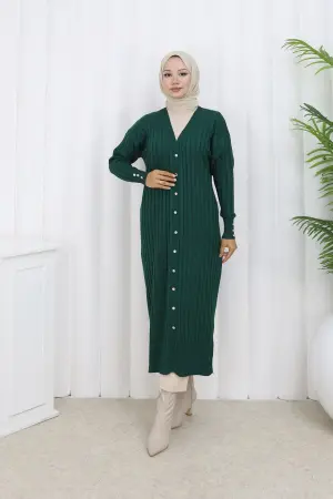 Patterned Long Mercerized Cardigan