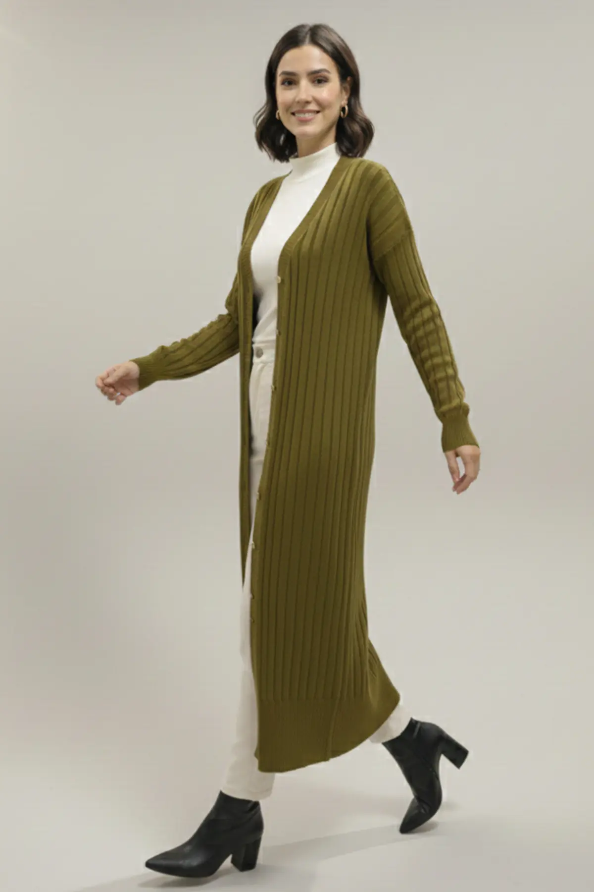 Patterned Long Mercerized Cardigan-detail