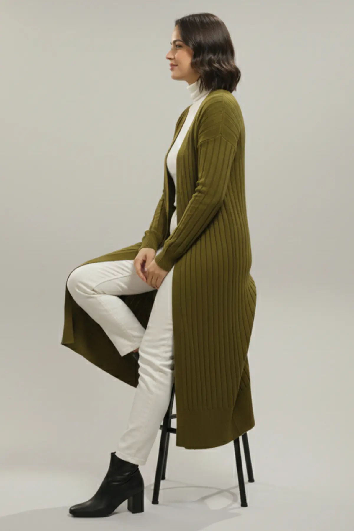 Patterned Long Mercerized Cardigan-detail