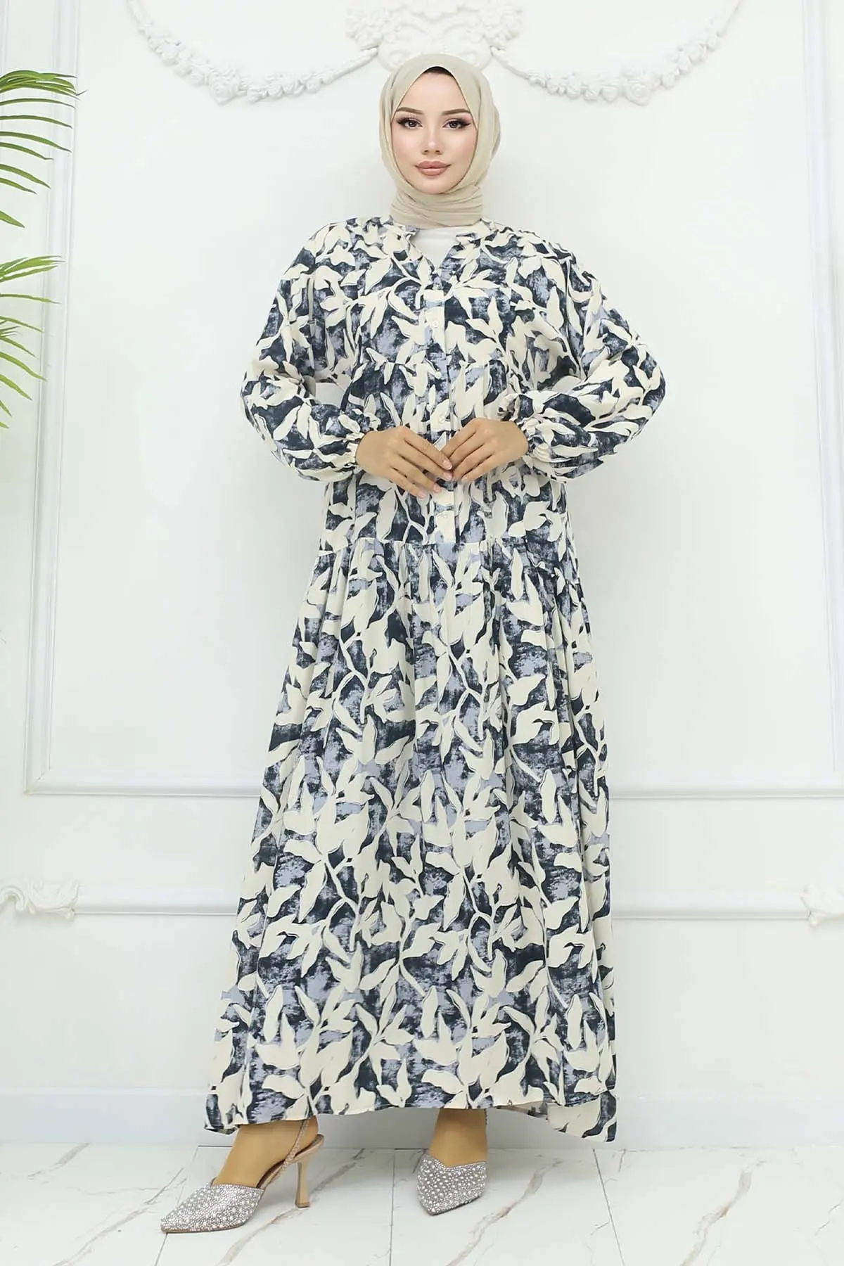 Patterned Viscose Dress-detail