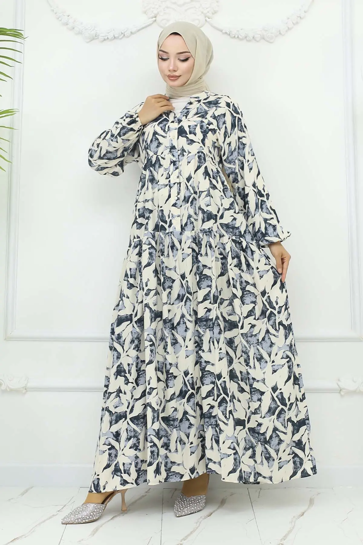 Patterned Viscose Dress-detail