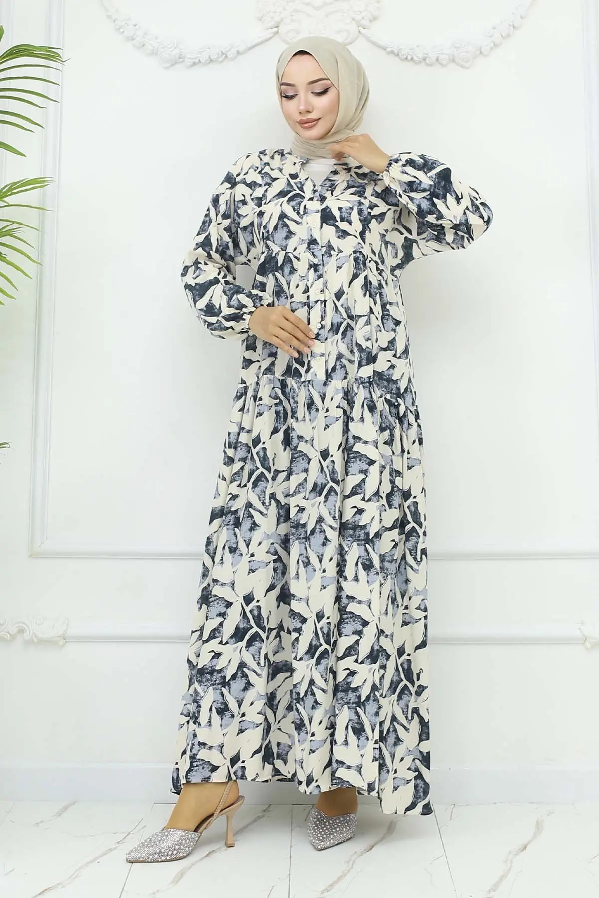 Patterned Viscose Dress-detail