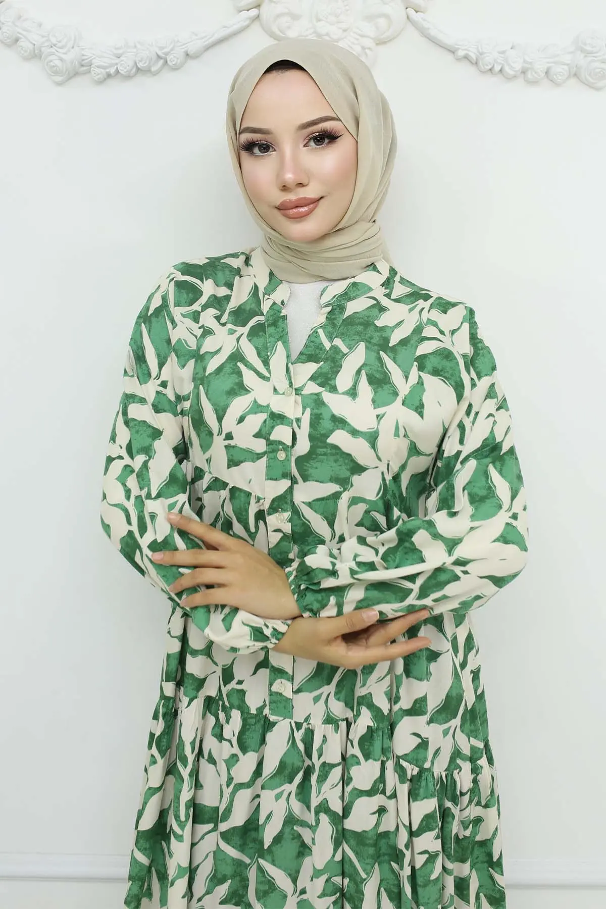 Patterned Viscose Dress-detail