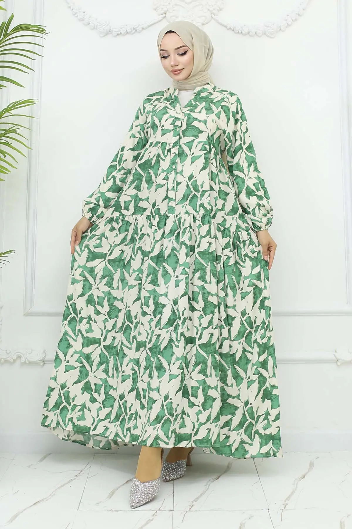 Patterned Viscose Dress-detail