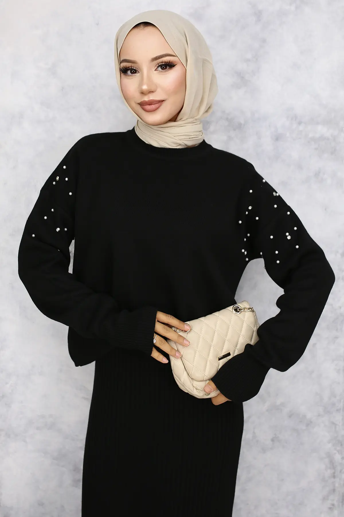 Pearl Detailed Gilet Knitwear Set-detail