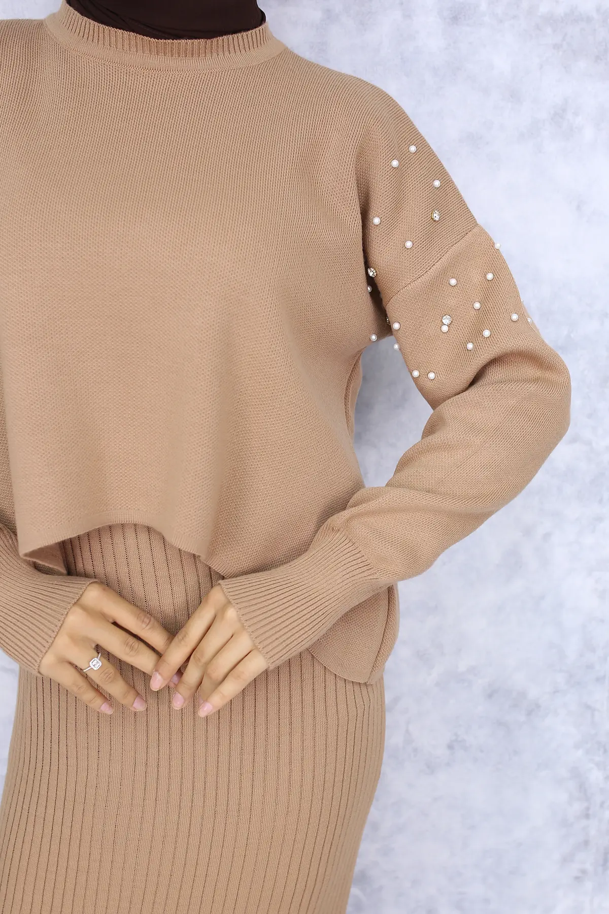 Pearl Detailed Gilet Knitwear Set-detail