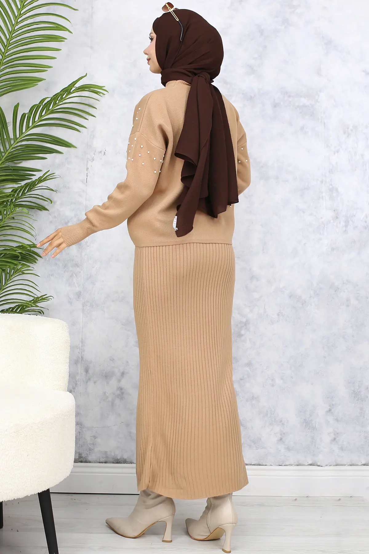 Pearl Detailed Gilet Knitwear Set-detail