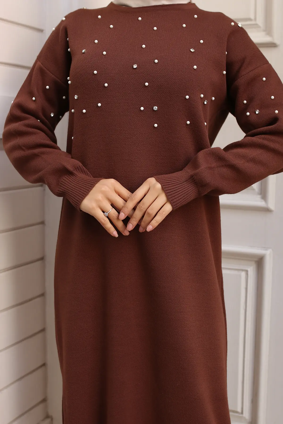 Pearl Detailed Sweater Dress-detail