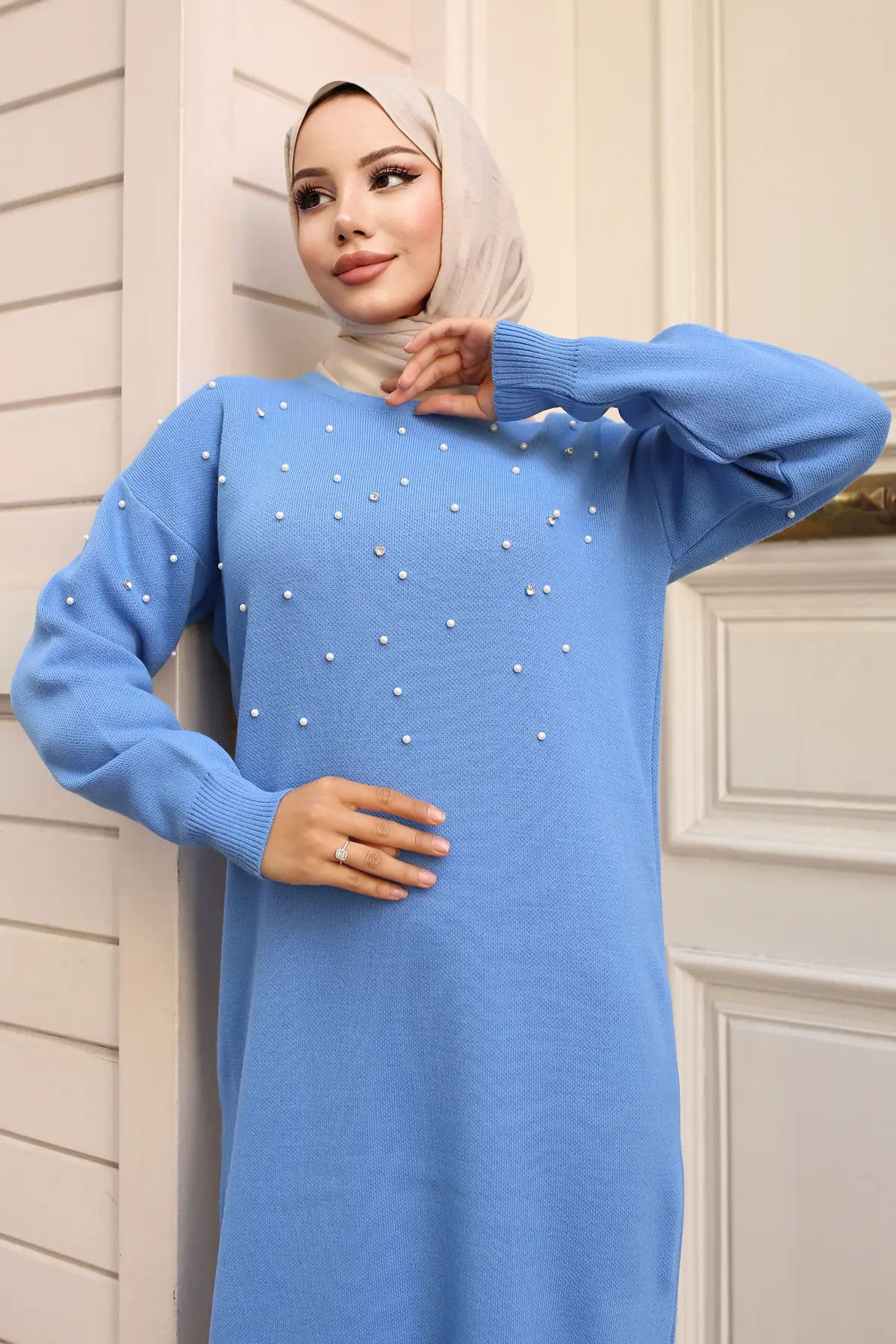 Pearl Detailed Sweater Dress-detail