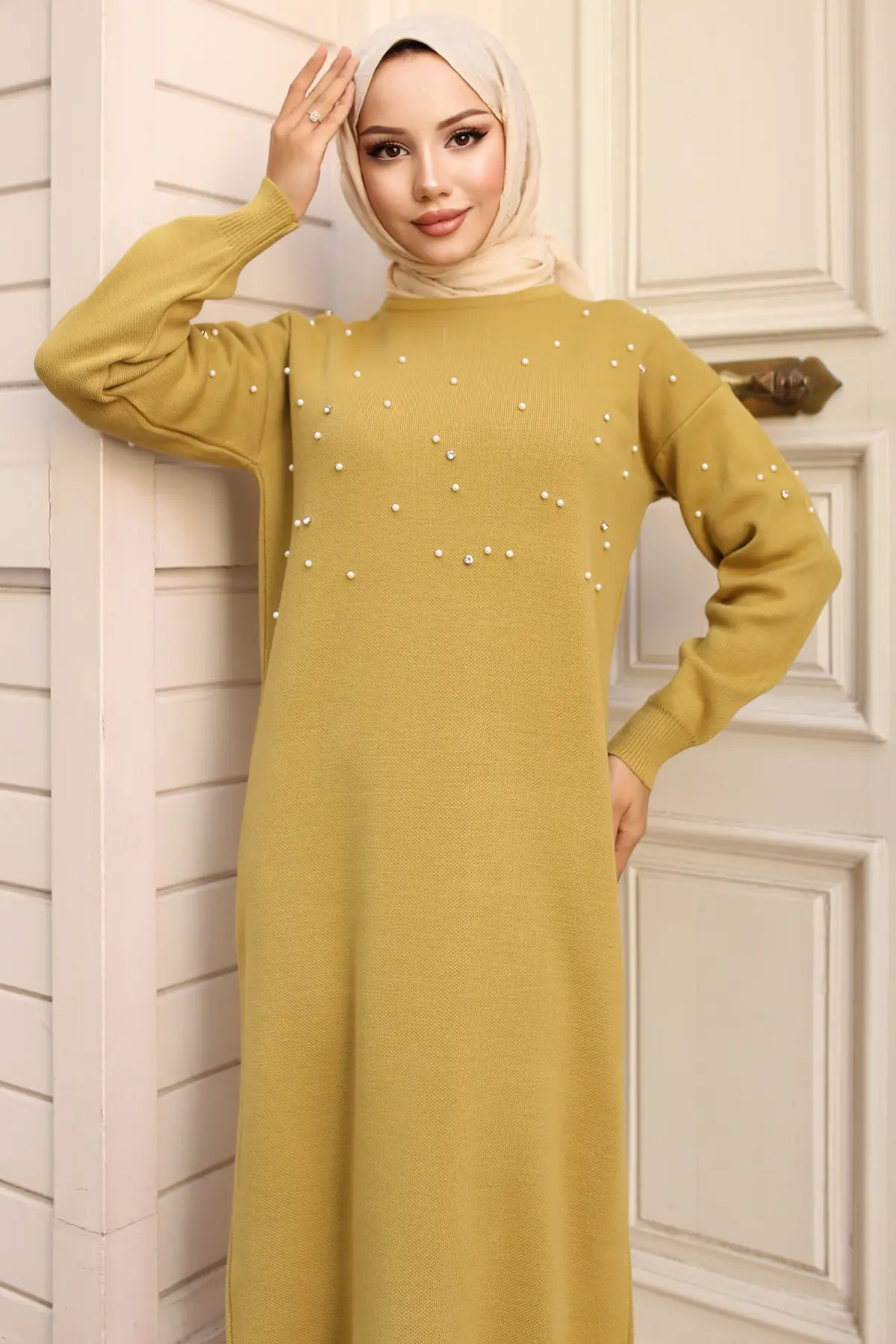 Pearl Detailed Sweater Dress-detail