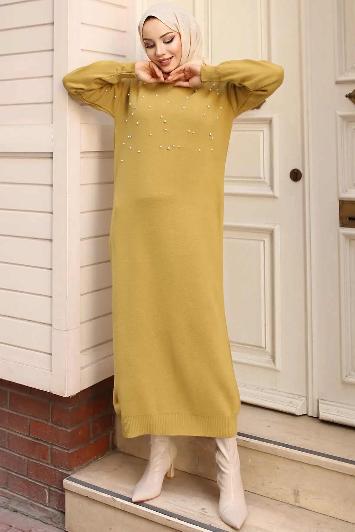 Pearl Detailed Sweater Dress-detail