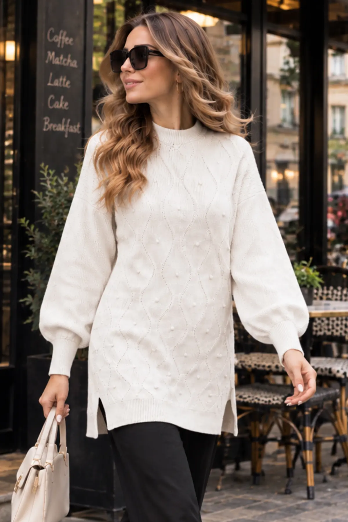 Pearl-embellished Knit Sweater K6036 White-detail