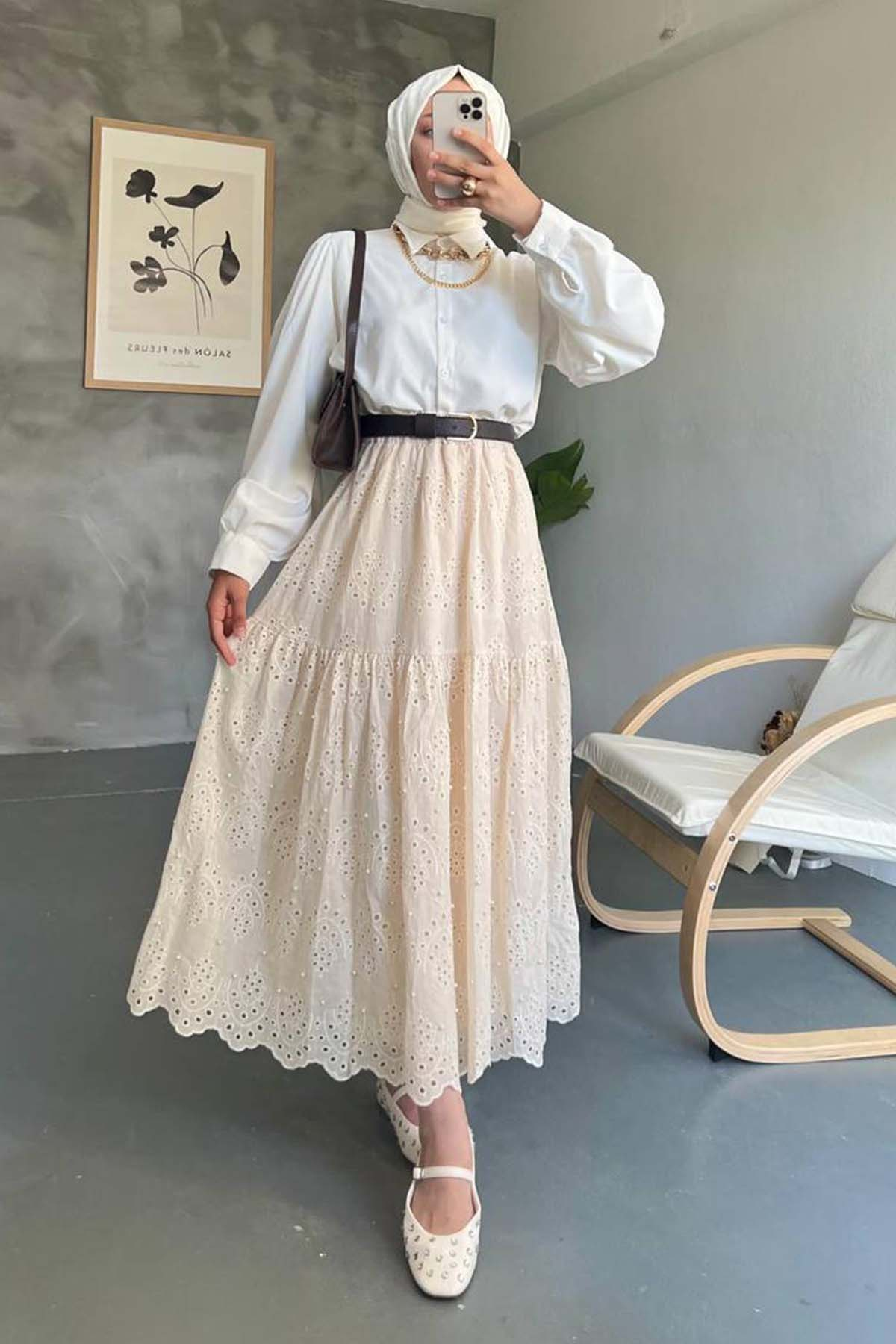 Pearl Embroidered Skirt