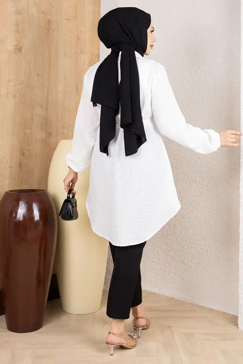 Pintuck Linen Tunic 0177 Ecru-detail