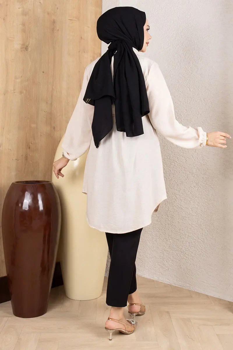 Pintuck Linen Tunic 0177 Mink-detail