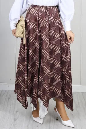 Plaid Asymmetric Skirt