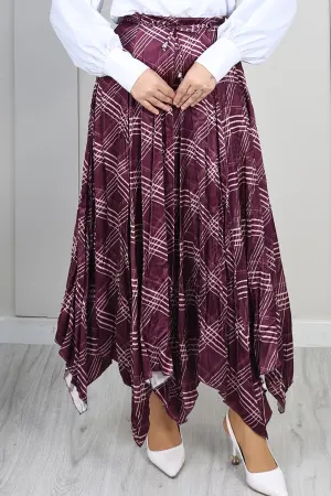 Plaid Asymmetric Skirt
