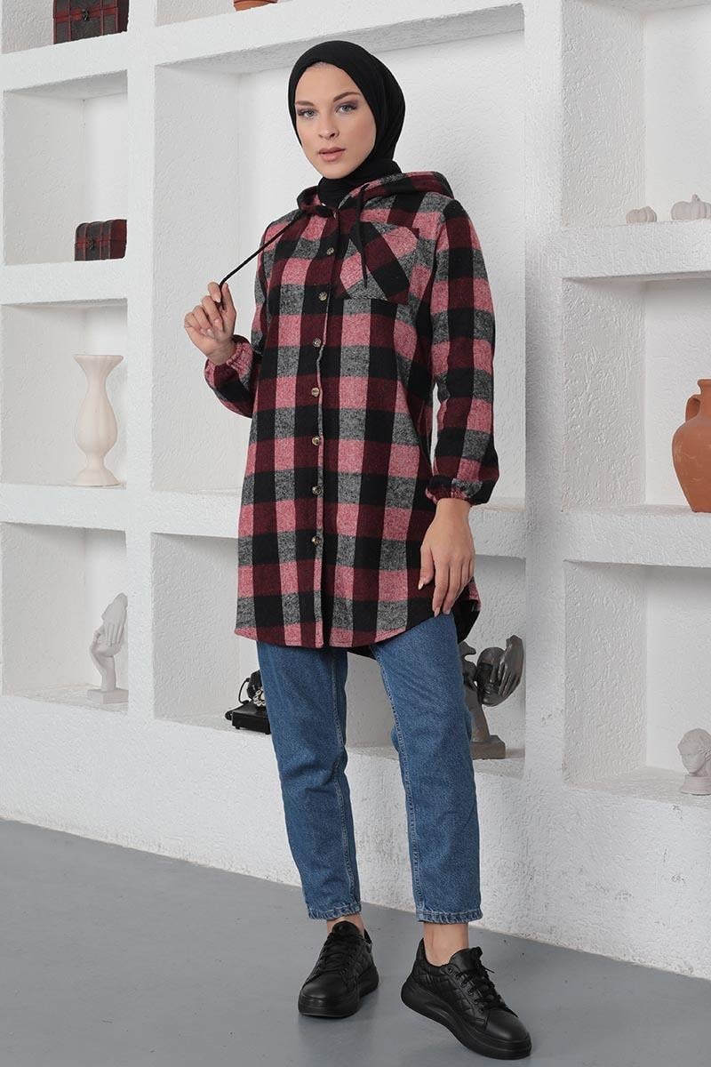 Plaid Patterned Hijab Cap