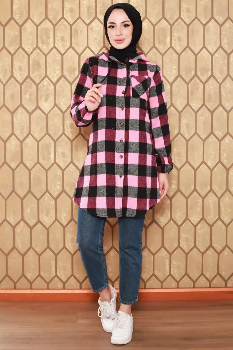 Plaid Patterned Hijab Cap-detail