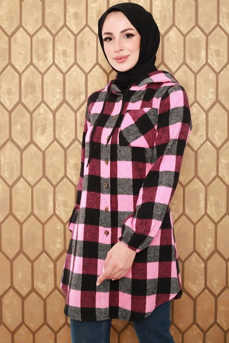 Plaid Patterned Hijab Cap-detail