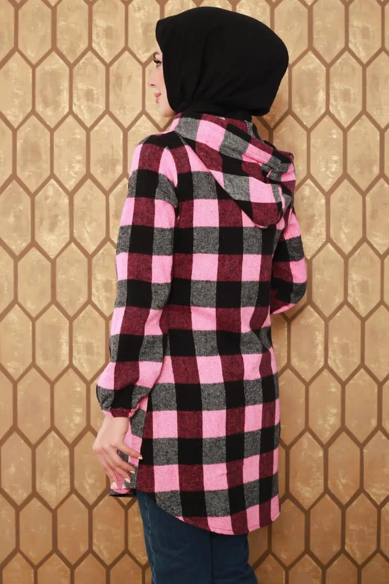 Plaid Patterned Hijab Cap-detail