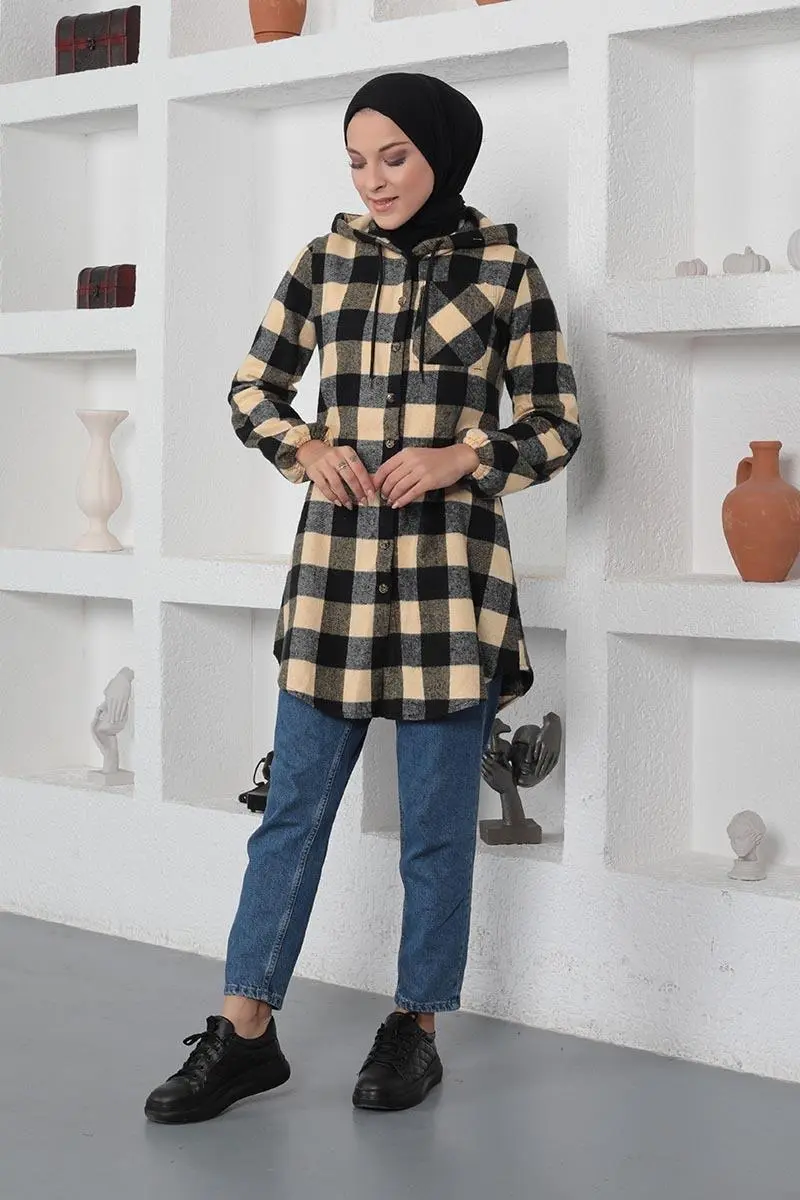 Plaid Patterned Hijab Cap-detail