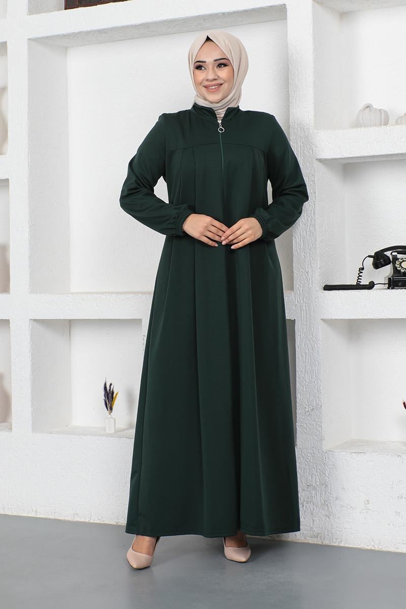 Pleated Abaya With Gathered Sleeves