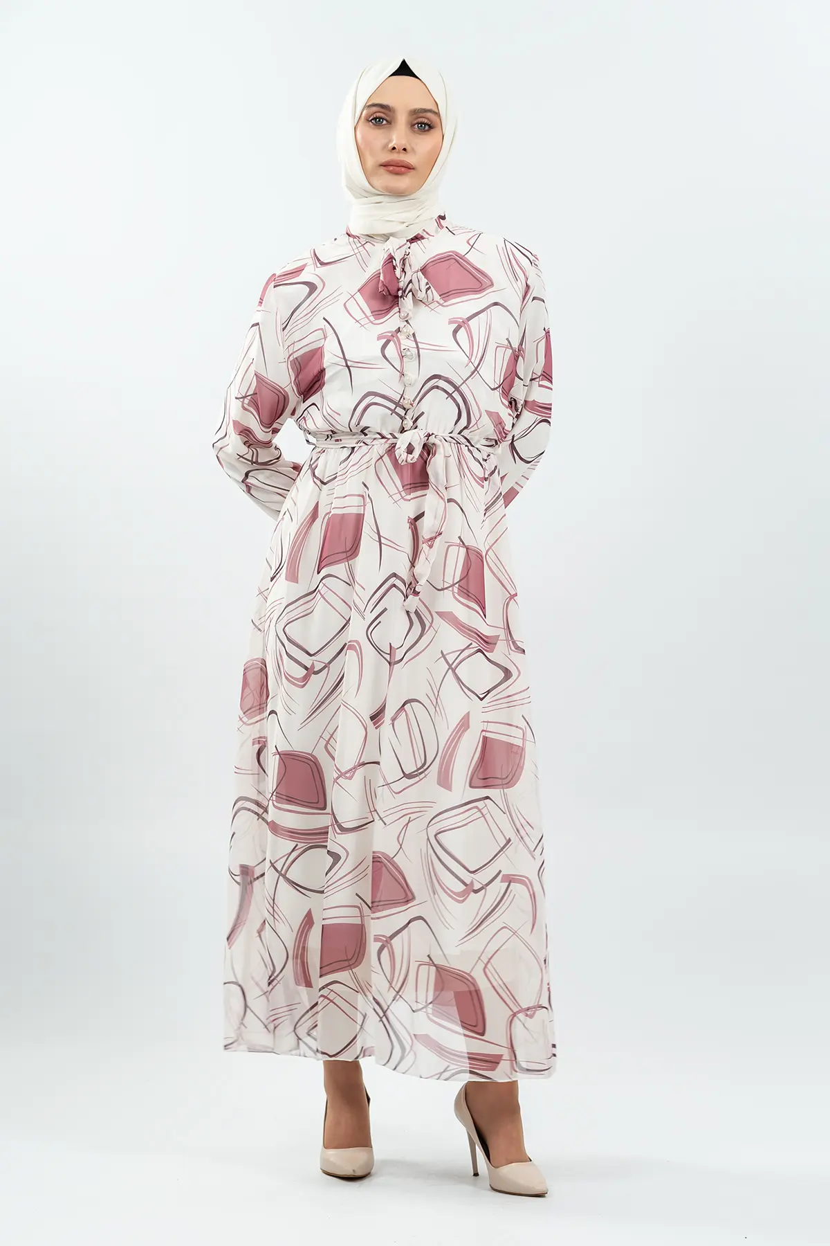 Pleated Floral Dress-detail