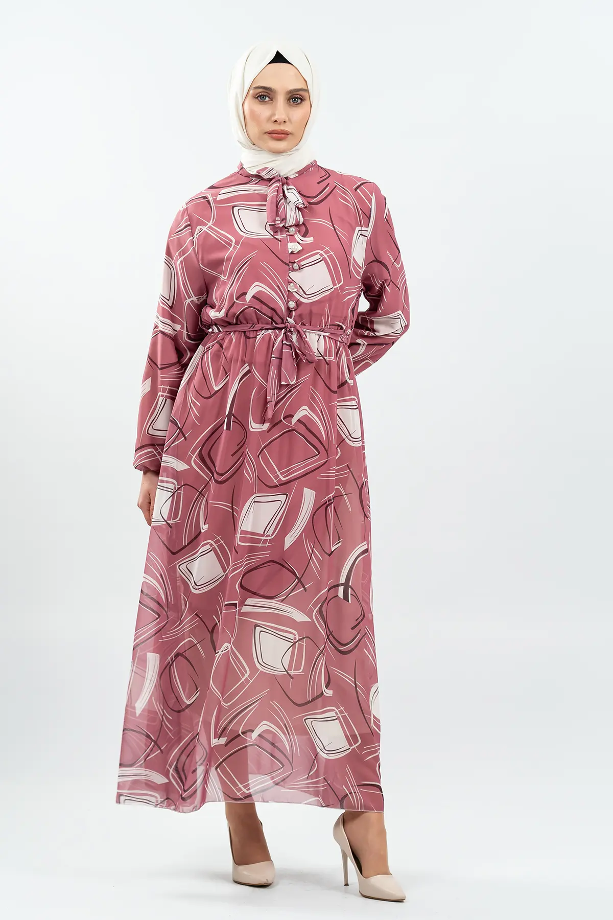 Pleated Floral Dress-detail