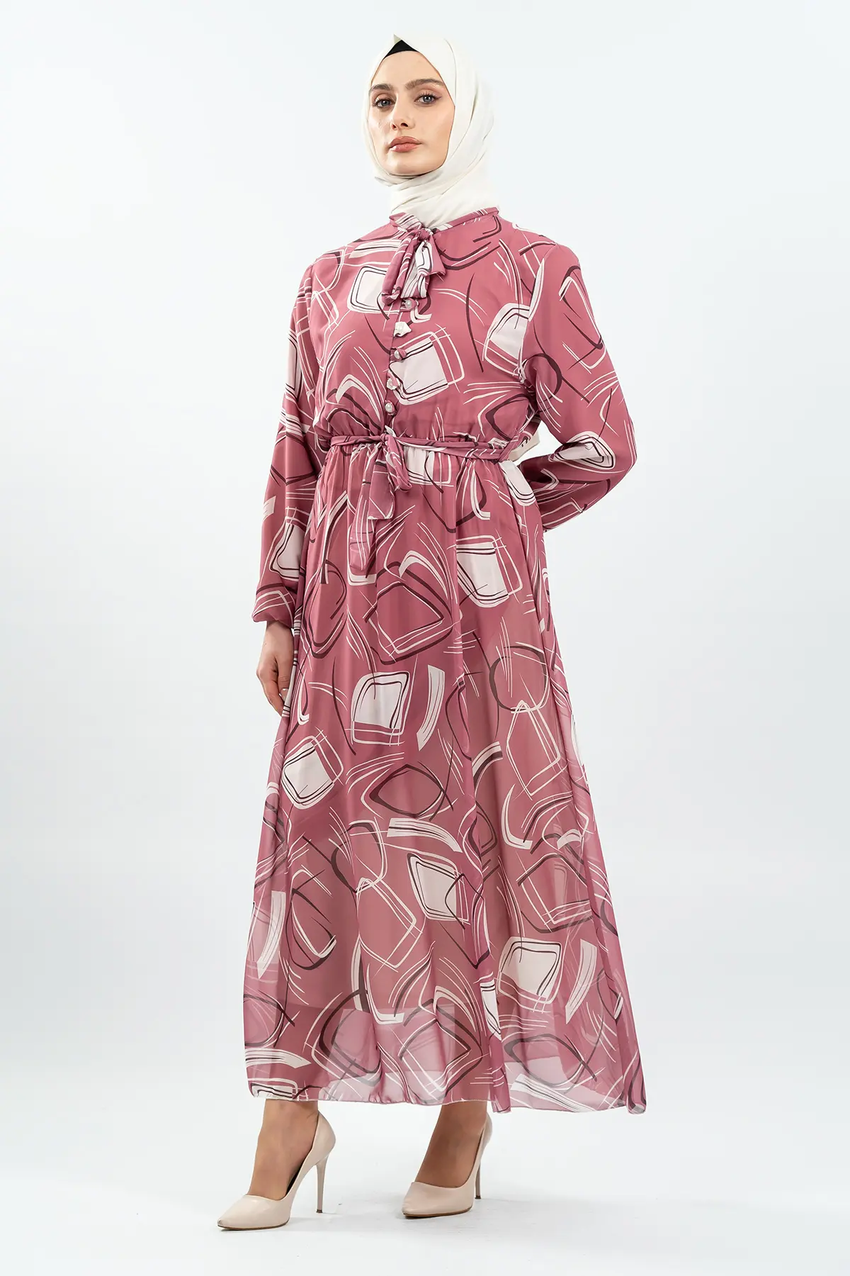 Pleated Floral Dress-detail