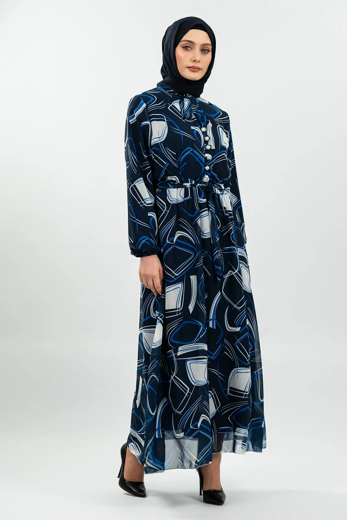 Pleated Floral Dress-detail